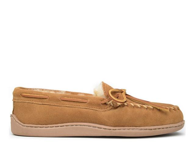 Minnetonka Men's Sheepskin Hardsole Moccasins in Tan color