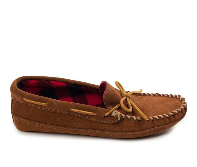 Minnetonka Men's Double Bottom Fleece Moccasins in Brown color