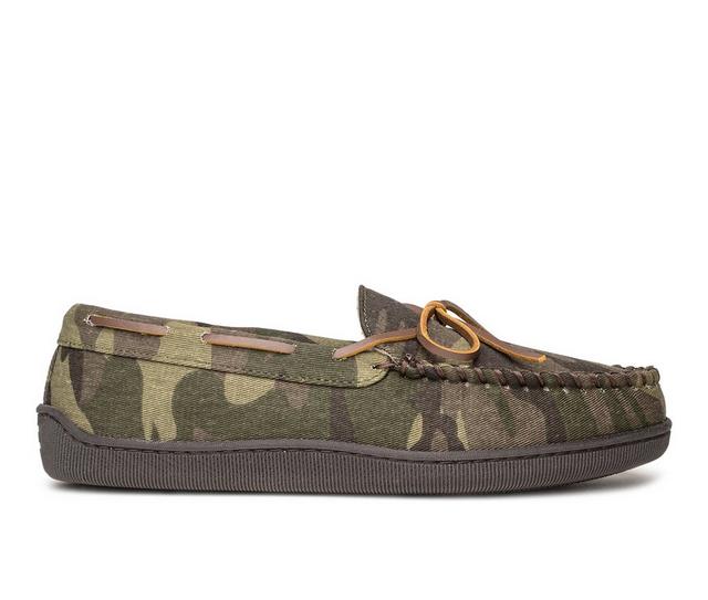 Minnetonka Pile Lined Hardsole Slippers in Green Camo color