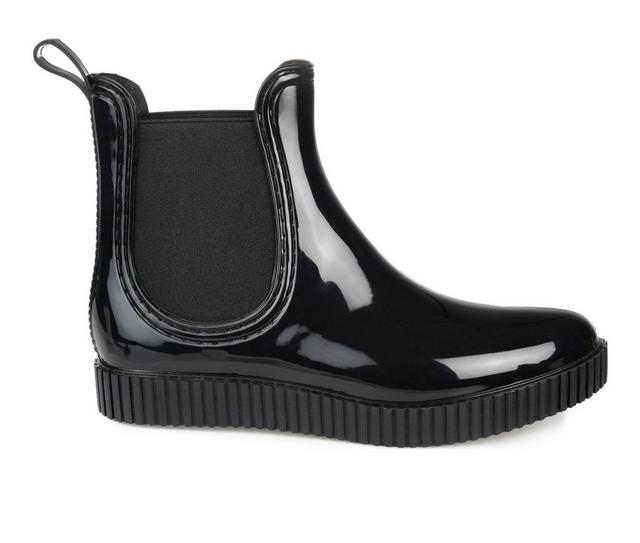 Women's Journee Collection Drip Waterproof Rain Boots in Black color