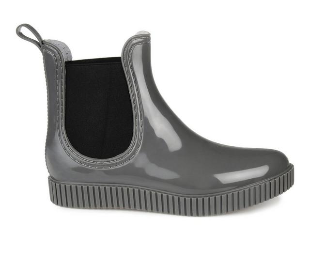 Women's Journee Collection Drip Waterproof Rain Boots in Grey color
