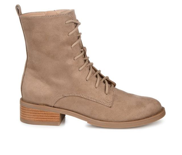 Women's Journee Collection Vienna Lace-Up Boots in Taupe color