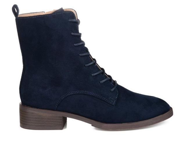Women's Journee Collection Vienna Lace-Up Boots in Navy color