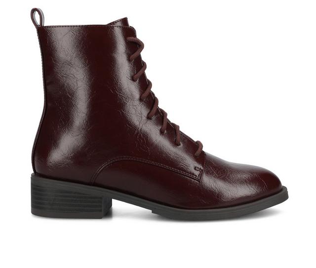 Women's Journee Collection Vienna Lace-Up Boots in Oxblood color