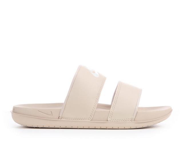 Women's Nike OffCourt Duo Sport Slides in Sanddrift color