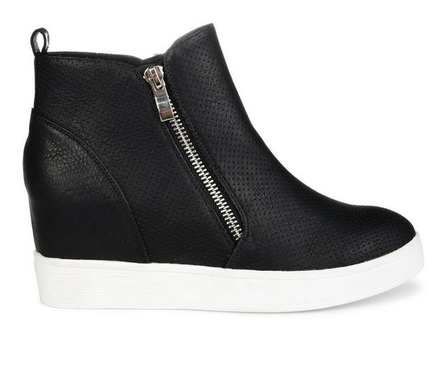 Women's Journee Collection Pennelope Wedge Sneakers in Black color