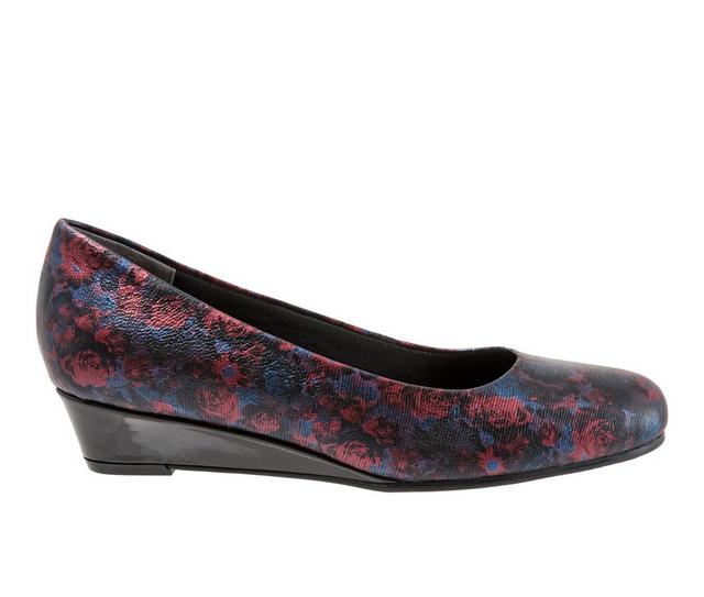 Women's Trotters Lauren Wedges in Navy Floral color