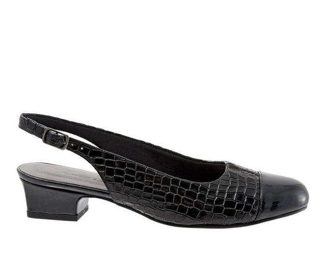 Women's Trotters Dea Pumps in Black Croc P color