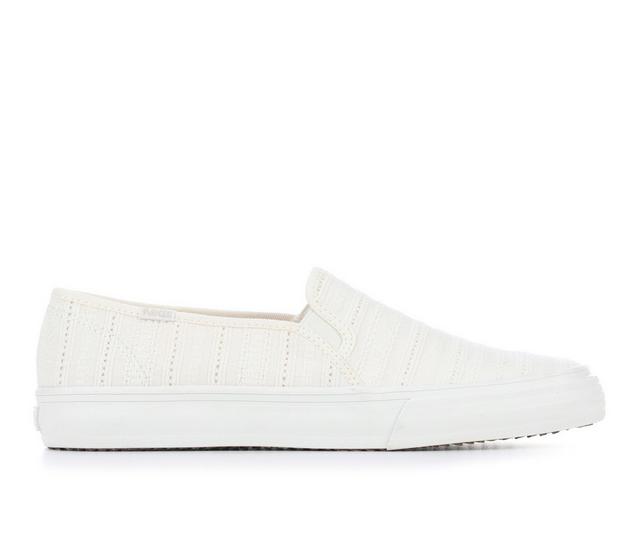 Women's Keds Double Decker Eyelet Slip-On Sneakers in Snow White color