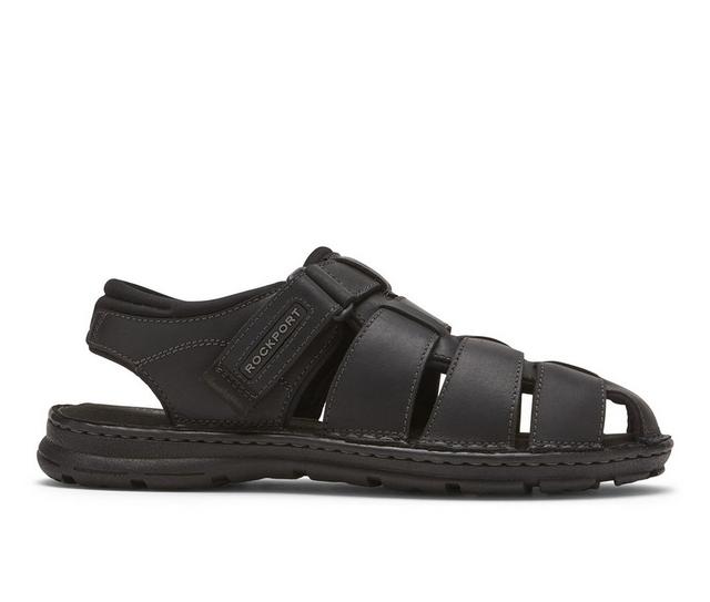 Men's Rockport Darwyn Fishermen Sandals in Black Lea II color