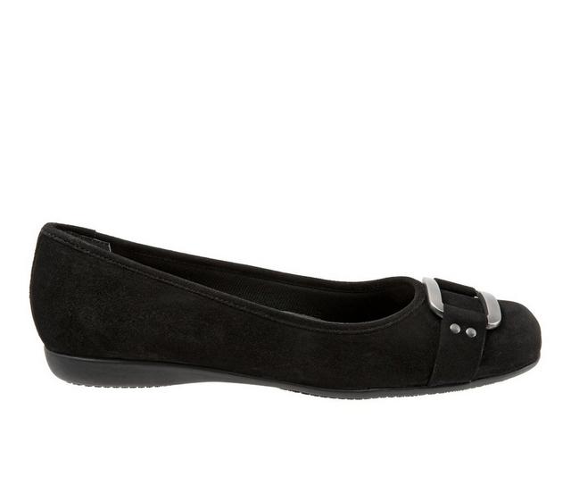 Women's Trotters Sizzle Signature Flats in Black Suede color