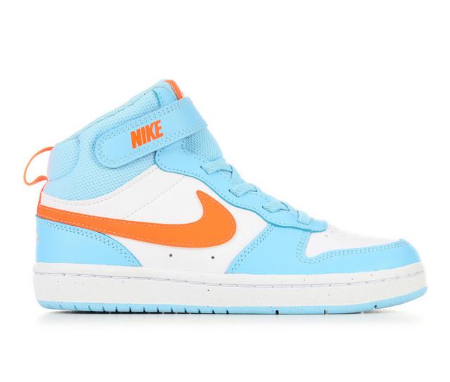 Kids' Nike Little Kid Court Borough Mid 2 Sneakers in Aqua/Orng/Wht color