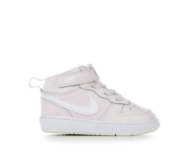 Girls' Nike Infant & Toddler Court Borough Mid 2 Sneakers in Pink/Wht/Wht color
