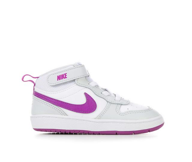 Girls' Nike Infant & Toddler Court Borough Mid 2 Sneakers in Purple/Wht/Mint color