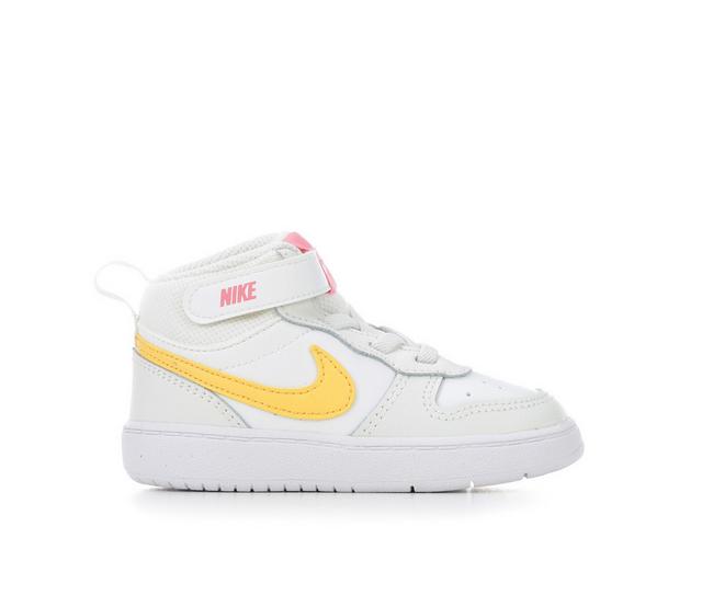 Girls' Nike Infant & Toddler Court Borough Mid 2 Sneakers in Wht/Gold/Coral color