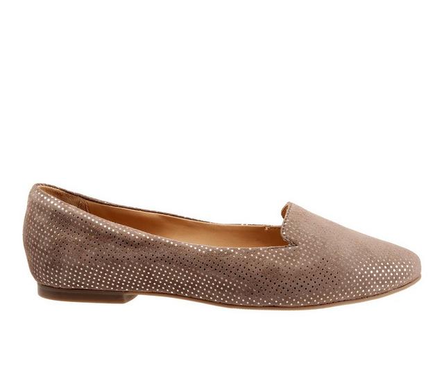 Women's Trotters Harlowe Flats in Taupe Dot Suede color
