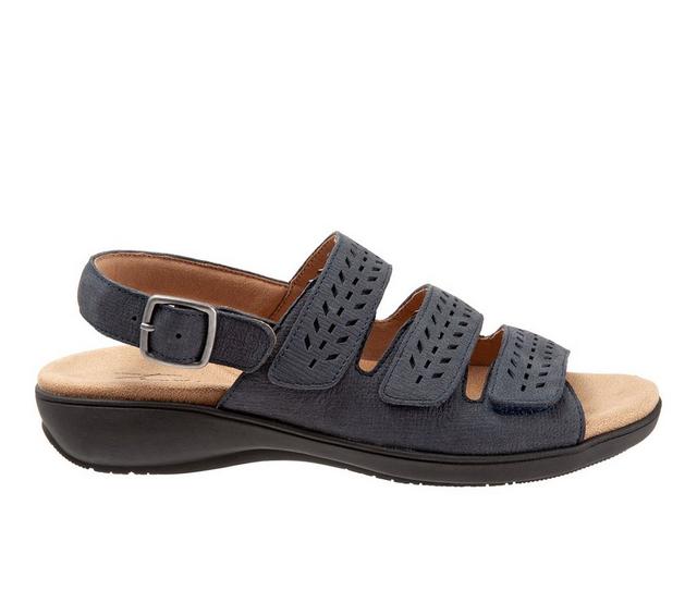 Women's Trotters Trinity Sandals in Navy color