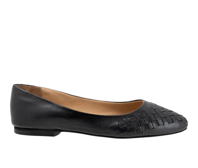 Women's Trotters Estee Woven Flats in Black color