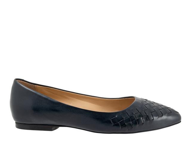 Women's Trotters Estee Woven Flats in Navy color