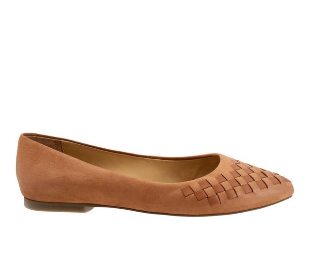 Women's Trotters Estee Woven Flats in Luggage Nubuck color