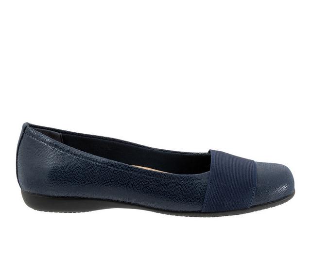 Women's Trotters Samantha Flats in Navy Lizard color