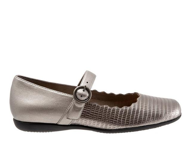 Women's Trotters Sugar Mary Jane Flats in Pewter color