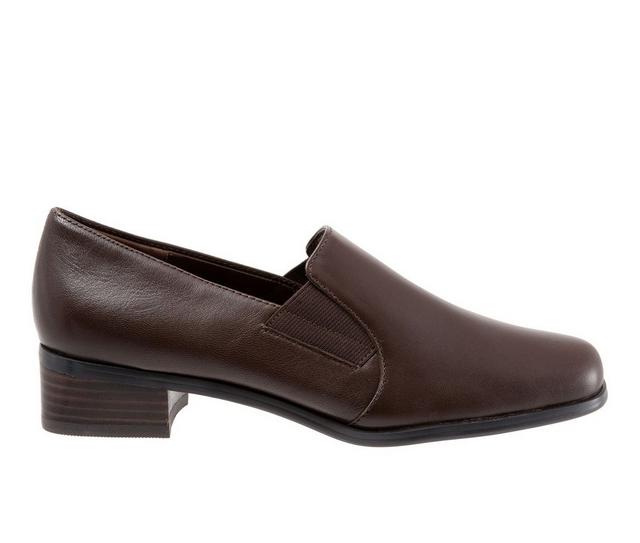 Women's Trotters Ash Heeled Loafers in Fudge color