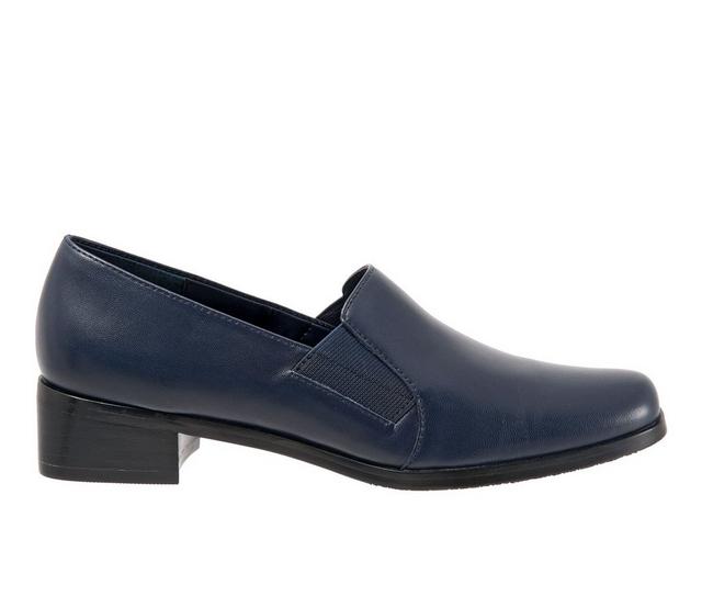Women's Trotters Ash Heeled Loafers in Navy color