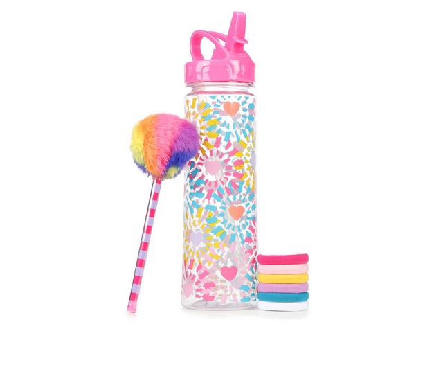 Capelli New York Water Bottle and Hair Accessories Set in Tie Dye Hearts color