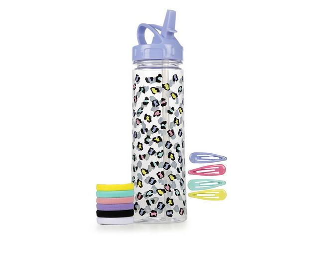 Capelli New York Water Bottle and Hair Accessories Set in Purple Leopard color