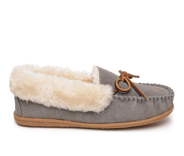 Minnetonka Women's Camp Collar Moccasins in Grey color