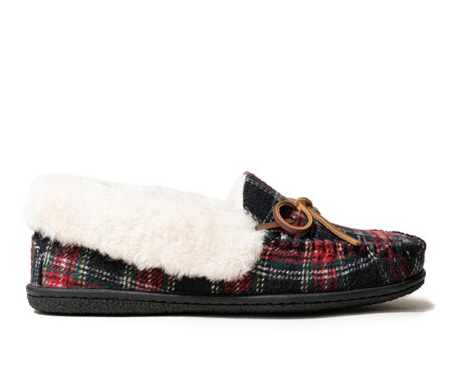 Minnetonka Women's Camp Collar Moccasins in Black Tart Plad color