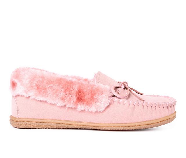 Minnetonka Women's Camp Collar Moccasins in Pink Blush color