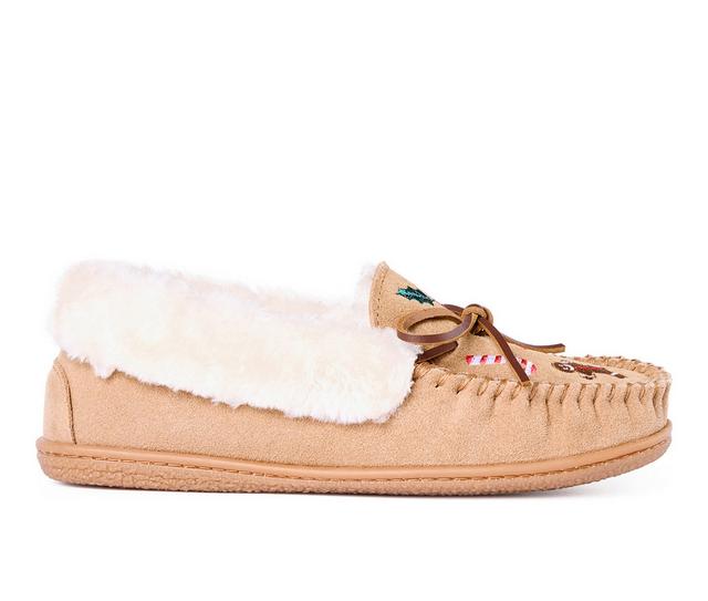 Minnetonka Women's Camp Collar Moccasins in Holiday Stitch color
