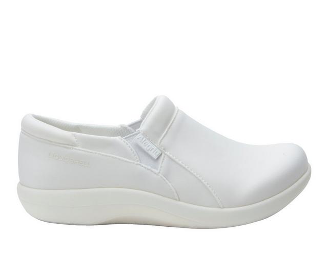 Women's ALEGRIA Duette Slip Resistant Slip-On Shoes in Liquid White color