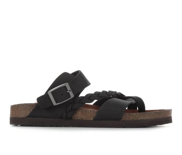 Women's White Mountain Hazy Footbed Sandals in Black color