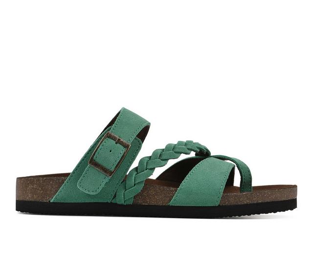 Women's White Mountain Hazy Footbed Sandals in Classic Green color