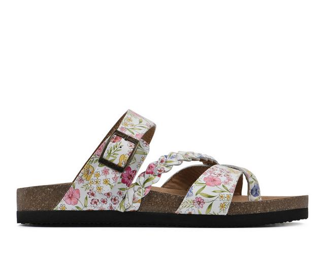 Women's White Mountain Hazy Footbed Sandals in White Multi color