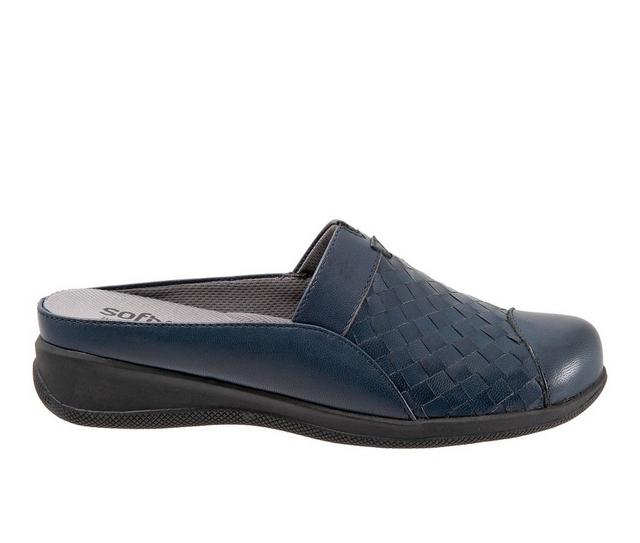 Women's Softwalk San Marcos Woven Mules in Navy Denim color