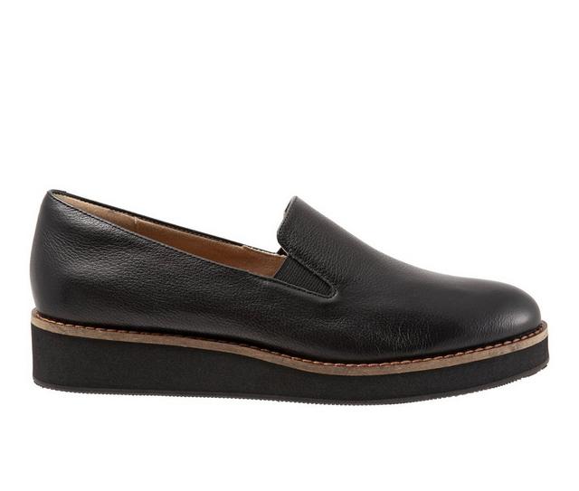 Women's Softwalk Whistle Platform Loafers in Black Smooth color