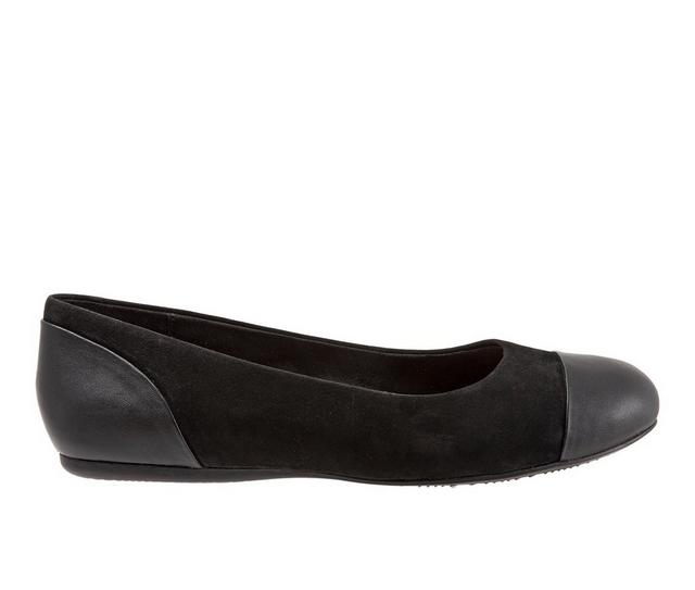 Women's Softwalk Sonoma Cap Toe Flats in Black Nu color
