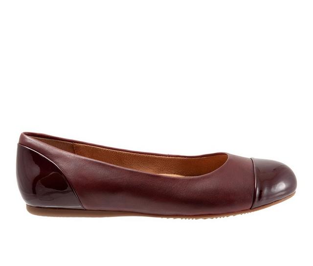 Women's Softwalk Sonoma Cap Toe Flats in Dark Red color