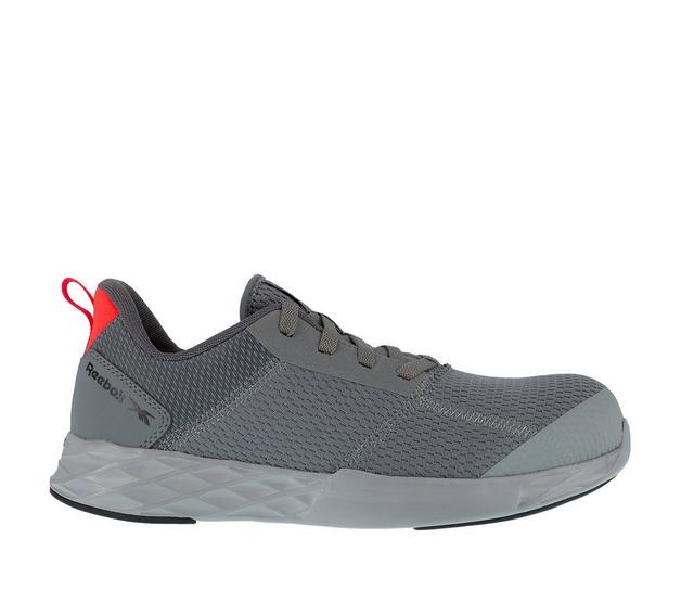 Men's REEBOK WORK Astroride Strike Composite Toe Slip-Resistant Work Shoes in Grey color
