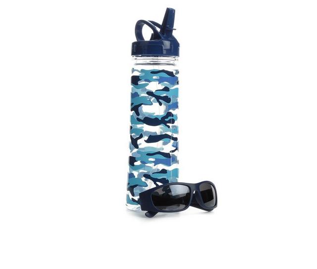 Capelli New York Water Bottle and Sunglasses Set in Blue Camo color