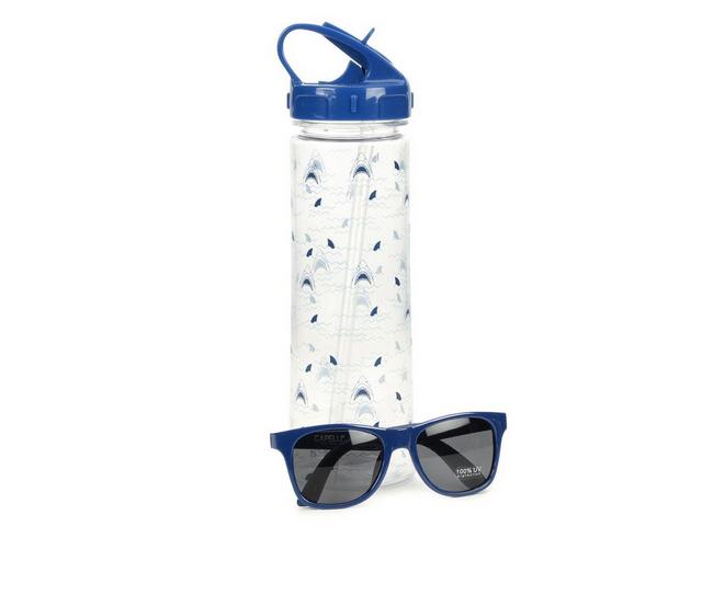 Capelli New York Water Bottle and Sunglasses Set in Navy Sharks color