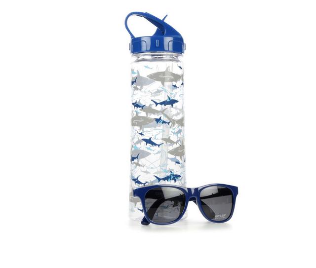 Capelli New York Water Bottle and Sunglasses Set in Blue/Grey Shark color