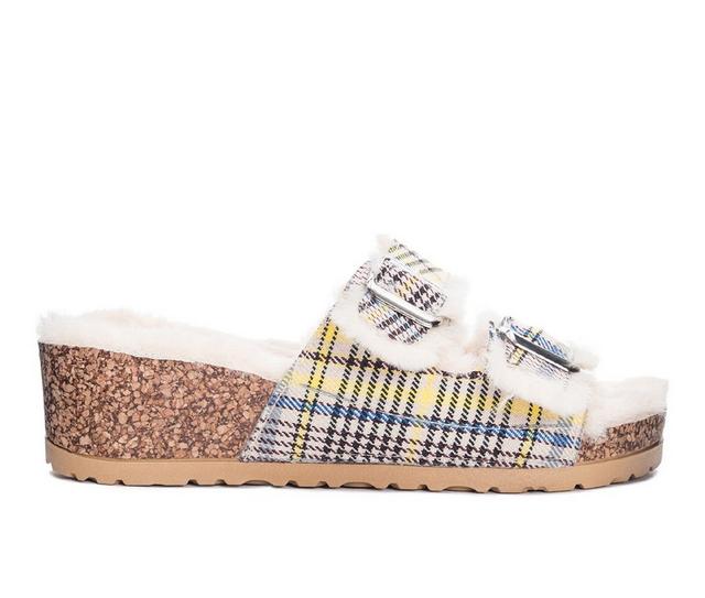 Women's Dirty Laundry Time Out Sandals in Yellow Plaid color