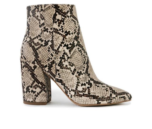Women's Sugar Evvie Booties in Natural Snake color