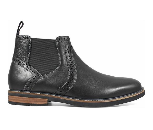 Men's Nunn Bush Otis Plain Toe Chelsea Boots in Black Tumbled color