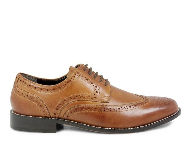 Men's Nunn Bush Nelson Wingtip Oxford Dress Shoes in Cognac color